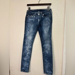 True Religion Cosmic Dust Skinny Jeans Blue Acid Wash Denim Y2K Grunge Core 26